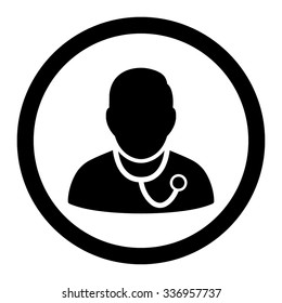 Medic vector icon. Style is flat rounded symbol, black color, rounded angles, white background.