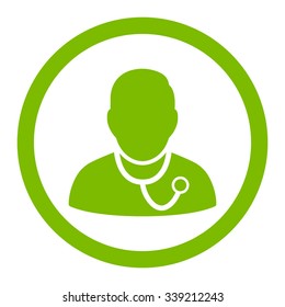 Medic vector icon. Style is flat rounded symbol, eco green color, rounded angles, white background.
