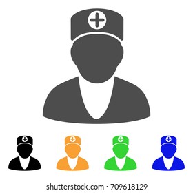 Medic vector pictogram. Style is a flat graphic symbol in grey, black, yellow, blue, green color variants. Designed for web and mobile apps.
