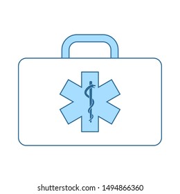 Icono de caso de Medica. Línea Delgada Con Diseño De Relleno Azul. Ilustración vectorial.
