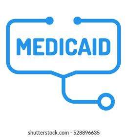 Medicaid. Badge With Stethoscope Icon. Flat Vector Illustration On White Background. 