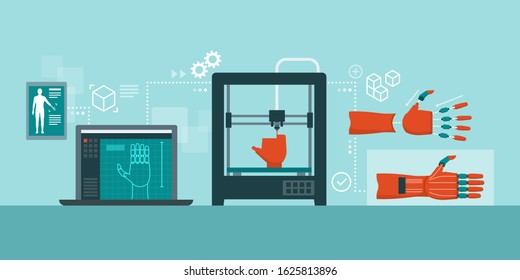 Medical 3D Printing Process Of A Prosthetic Hand: 3D Modeling, Printing, Assembly And Final Product