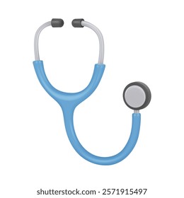 Medical 3d stethoscope of nurse and doctor. Vector isolated disc shaped chest piece with diaphragm and bell, connected to earpieces by flexible tubing. Medicine equipment to examine patients body