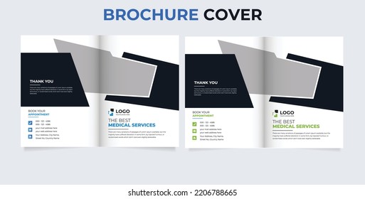 Medical  A4 cover design templates. Blue corporate business rectangle cover template brochure, report, catalog, magazine