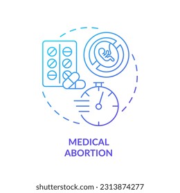 Medical abortion blue gradient concept icon. Health service. Non invasive. Planned parenthood. Health care. Reproductive justice abstract idea thin line illustration. Isolated outline drawing