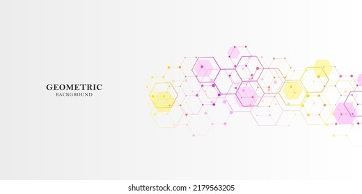 Medical abstract background. Medical technology network concept. Connected lines and dots, molecules, DNA on a white-gray gradient. Medical background for your design. Vector illustration.