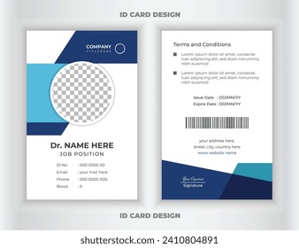 Medical abstract id card design template. Professional medical ID card template or medical business ID card corporate identity design. Modern Doctor ID Card Template.