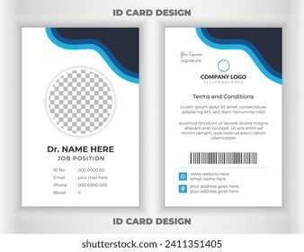 Medical abstract id card design template. Professional medical ID card template or medical business ID card corporate identity design. Modern Doctor ID Card Template.