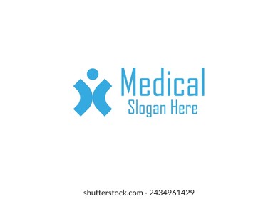 medical abstract logo. of a geometric human shape with a dot on top.
This logo is very suitable for pharmacy, health and medical business logos