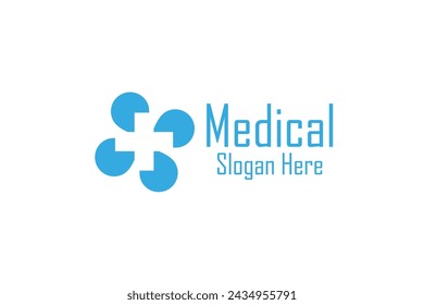 medical abstract logo. of geometric plus shapes with flower petals.
This logo is very suitable for pharmacy, health and medical business logos