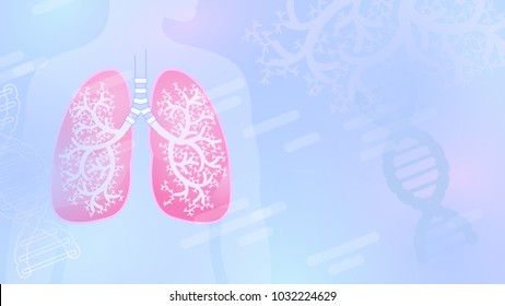 Medical abstract vector background with lungs and bronchial tree, blue color, light shapes. 