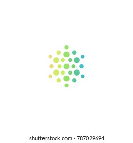 Medical abstract vector symbol, circular bright halftone icon. New technology logo