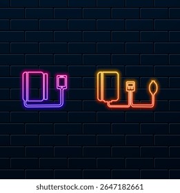 Medical accessory sphygmomanometer machine vector art illustration. neon style..