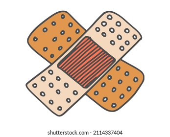 medical adhesive bandage wound treatment. doodle sketch vector stock