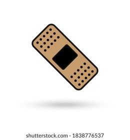 Medical adhesive brown plaster, flat design icon