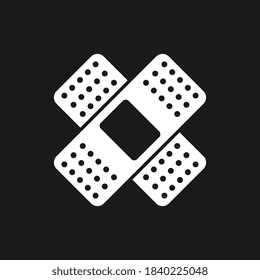 Medical adhesive plaster, flat design, isolared on black background