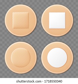 Medical adhesive tape plasters set. Realistic illustration isolated on transparent background. Vector Illustration.