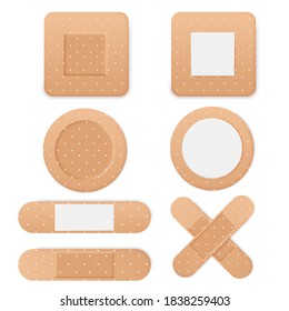 Medical adhesive tape plasters vector set