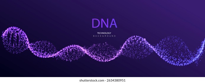 Vetor de banner de dna de Ai medicinal. Ondas do genoma de DNA, futuro conectam design de inovação. Biologia científica cromossomo molécula de fundo. Tecnologia ai código genético.