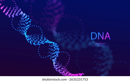 Vetor de banner de dna de Ai medicinal. Ondas do genoma de DNA, futuro conectam design de inovação. Biologia científica cromossomo molécula de fundo. Tecnologia ai código genético.