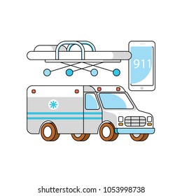 Medical aid concept in flat line style. Isolated on white background. Vector illustration eps 10