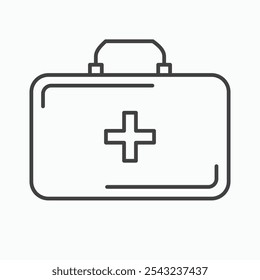 Medical aid kit icon in black outlined and solid.