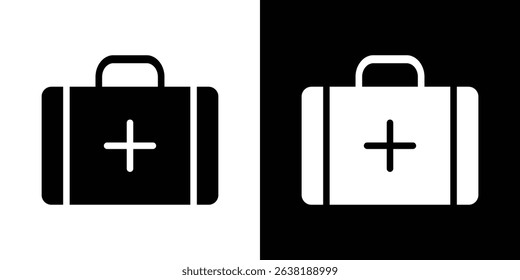 Medical aid kit icon Vector in flat style. Collection silhouettes