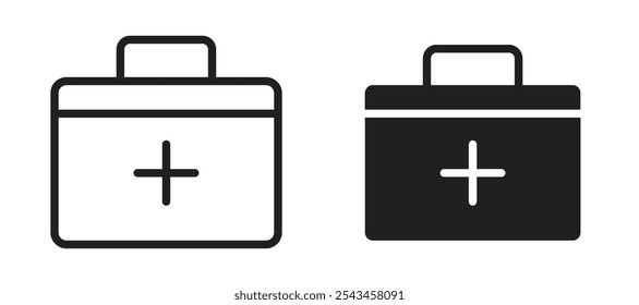 Conjunto de iconos de Vector de kit de ayuda médica en negro.