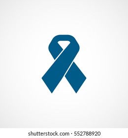 Medical Aids Ribbon Blue Flat Icon On White Background