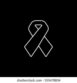 Medical Aids Ribbon Line Icon On Black Background