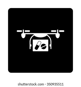 Medical Air Copter vector icon. Style is flat rounded square button, white and black colors, white background.