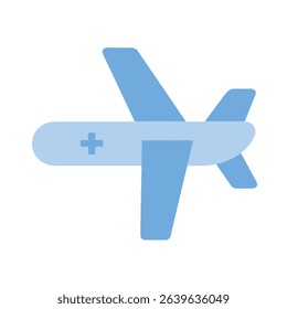 Medical air transport airplane icon blue simple design