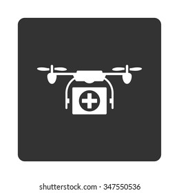 Medical Aircraft vector icon. Style is flat rounded square button, white and gray colors, white background.