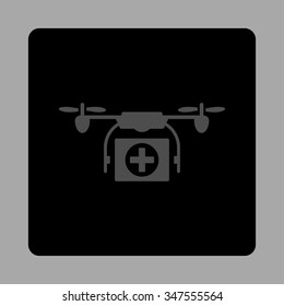 Medical Airdrone vector icon. Style is flat rounded square button, gray and black colors, silver background.