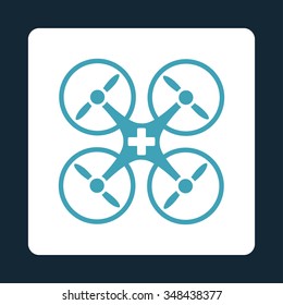 Medical Airdrone vector icon. Style is flat rounded square button, blue and white colors, dark blue background.