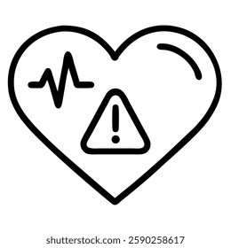 Medical alert heart warning icon for emergency