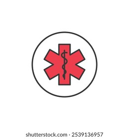 The medical alert symbol is a snake coiled around a staff, also known as the staff of Asclepius, and is a universally recognized emblem that alerts first responders to critical medical information