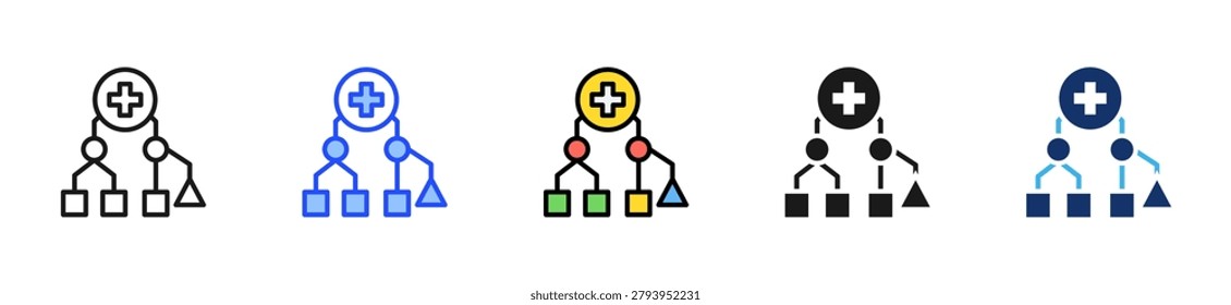 Medical Algorithm Icon Collection With Multiple Styles
