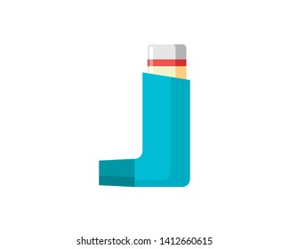 Medical Allergy Asthma Blue Inhaler Spray. Inhalation Icon. Medicine Drug Flat Vector Illustration