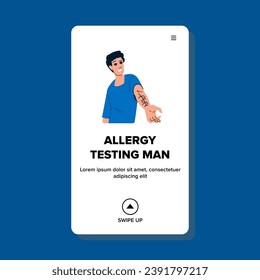 medical allergy testing man vector. test hospital, patient healthcare, disease medicine medical allergy testing man web flat cartoon illustration