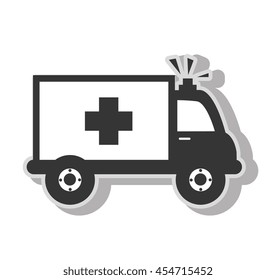 Medical ambulance emergency , isolated flat icon with black and white colors.