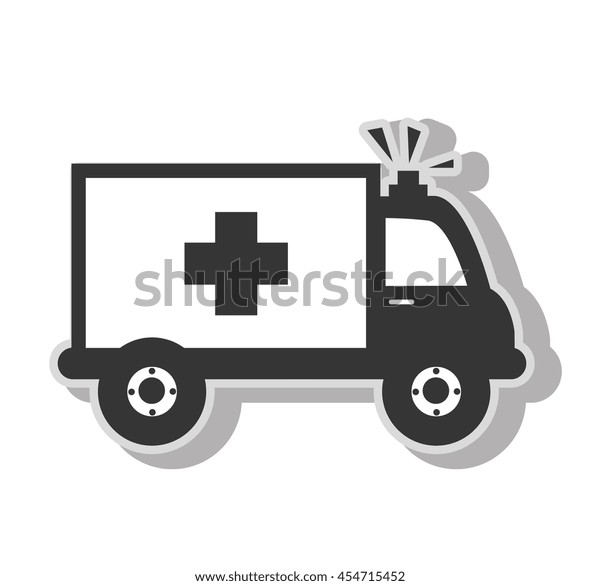Medical ambulance emergency , isolated flat icon\
with black and white\
colors.