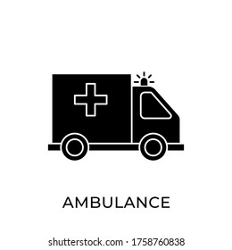  Medical Ambulance vector icon flat design isolated on white background.