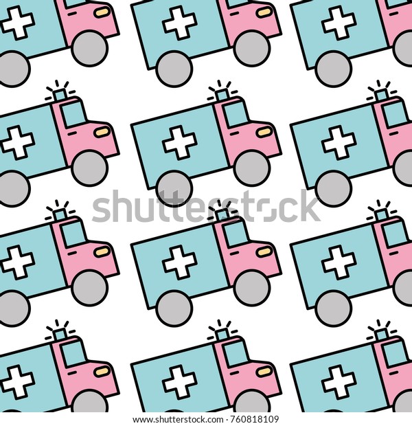 medical\
ambulance vehicle seamless pattern\
image