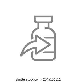 Medical ampoule and arrow line icon. Vaccine, collective immunity, immunization, serum symbol