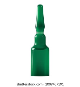 Medical ampoule. Cosmetic serum ampule, 3d vector vial. Vaccine injection ampoule, flu treatment, unused sample template. Pharmacology product illustration