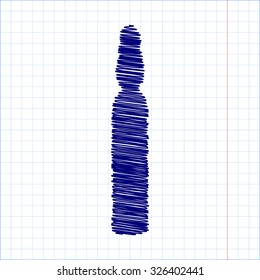 Medical ampoule icon - Vector  with pen and school paper effect 