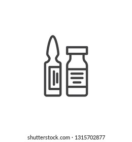 Medical ampoule line icon. linear style sign for mobile concept and web design. Vial, ampoule with medicine outline vector icon. Healthcare symbol, logo illustration. Pixel perfect vector graphics