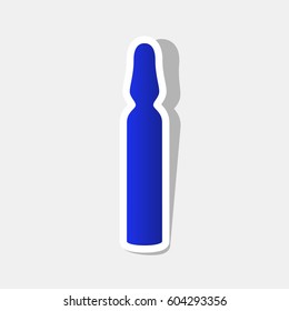 Medical ampoule sign. Vector. New year bluish icon with outside stroke and gray shadow on light gray background.