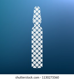 Medical ampoule sign. Vector. White textured icon at lapis lazuli gradient background.